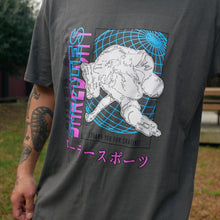 Load image into Gallery viewer, Shred City Skates  - &quot;Thank You for Skating&quot; Tee - Charcoal Blue/Pink (X/L)
