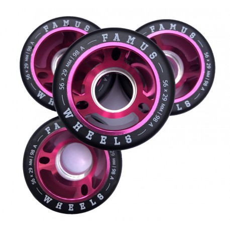 Famus - 56mm/29/98a - Pink/Black Alu Core Wheels